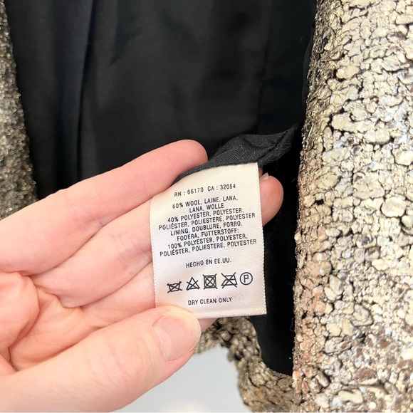 Anthropologie Elevenses Cropped Jacket Gold Foil Wool Bolero XS Preppy Academia - Picture 8 of 10
